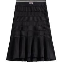 红袖奥莱夏季女装主题印压皱直筒半身裙 黑050 M