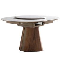 全友家居 2025餐桌现代简约微晶石客厅家用高级感可伸缩功能圆形