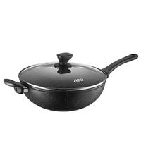 爱仕达(ASD)新不粘麦饭石色炒锅32cm平底电磁炉通用炒菜锅CL32S31WG 新不粘锅2-8口人32cm