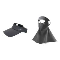 牧佰澜防晒面罩女夏季防紫外线凉感脖套户外骑行护脸护脖挂耳面巾口罩 co空顶+全脸面罩 深灰 均码