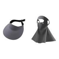 牧佰澜防晒面罩女夏季防紫外线凉感脖套户外骑行护脸护脖挂耳面巾口罩 无痕防晒帽+全脸面罩 深灰 均码