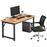 墨例(Mouurriy) 电脑桌台式学习桌笔记本家用桌宿舍写字书桌现代长条桌子 黄木纹白架单桌80*50*73cm