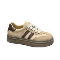 西遇德训鞋2024秋季美拉德女鞋休闲复古低帮厚底板鞋 杏色 38