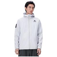 骆驼（CAMEL）户外一体连帽软壳衣女宽松上衣防泼拒水加绒外套男 A14CZ01786 冰川灰，男 XXXL