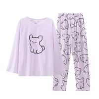 【防凸点带胸垫】女士圆领亲肤牛奶丝睡衣春季休闲家居服睡衣
