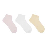 ubras罗纹高弹莱卡短筒袜棉袜子女运动袜3双 短筒-淡雅粉+白+奶油布丁
