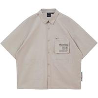 杰克·琼斯（JACK&JONES）夏季上衣时尚潮流休闲翻领宽松字母短袖衬衫衣服外套衬衣男装 伦雾-C02 L 180 180/100A/L