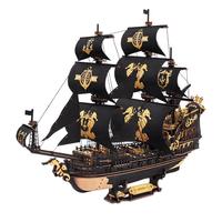 若客（ROKR）海马号 海盗船积木模型diy手工拼装木质船玩具毕业