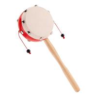 欧麦尔0-1岁宝宝拨浪鼓早教新生婴儿传统玩具羊皮手摇鼓原木羊皮