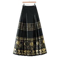 晚白【清仓拼手速】显瘦通勤百搭大摆半身裙国风新中式马面裙 黑色 L