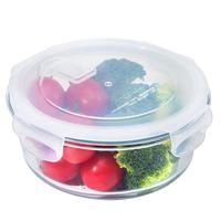 CCKO保鲜盒微波炉加热饭盒玻璃密封盒碗水果便当 390ml圆形保鲜盒