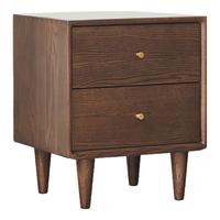 原始原素 实木床头柜  简约北欧卧室床边柜储物柜收纳柜 黑胡桃色 JD1183