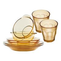 VISIONS 餐具套装 8头琥珀色耐热玻璃碗盘子水杯碗碟套装 百丽餐具套装 8头