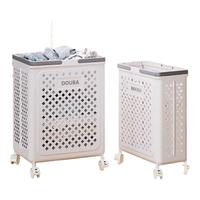 映调脏衣篮家用小推车卫生间洗脏衣服大容量衣物收纳筐浴室折叠脏衣篓 【50L白色】-带万向轮