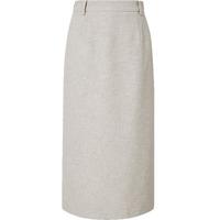 红袖奥莱夏季女装后开叉直身侧拉半身裙 浅灰052 S