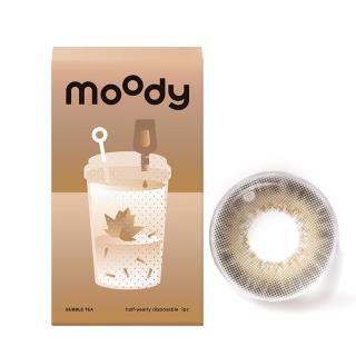 moody美瞳半年抛彩色隐形眼镜大小直径1片装 红豆奶昔125度 1副需拍2件-蜜感粉棕调-红豆奶昔