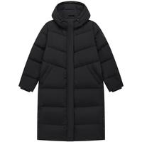 XTEP特步中长羽绒服女24年冬季鸭绒加绒保暖976428640135 正黑色 2XL