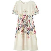 德玛纳 轻薄飘逸仙感氛围定位印花中袖连衣裙夏 M