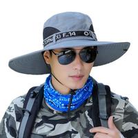 沐驰斯顿遮阳帽男夏季户外防晒帽子男登山太阳帽护颈防紫外线钓鱼渔夫草帽 浅灰色 【大帽檐+面罩】 均码-面罩可以拆卸