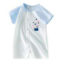 贝肽斯婴儿衣服夏季薄款连体衣新生儿短袖舒凉透气空调房亲肤面料 蓝色-星星 66码