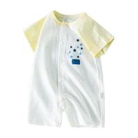 贝肽斯婴儿衣服夏季薄款连体衣新生儿短袖舒凉透气空调房亲肤面料 黄色-星星 73码