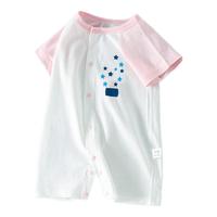 贝肽斯婴儿衣服夏季薄款连体衣新生儿短袖舒凉透气空调房亲肤面料 粉色-星星 73码