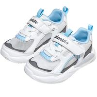 基诺浦 儿童学步鞋25夏季 透气网面机能鞋 男女童鞋复古潮流系列GW1737 亮白/冰河蓝/深灰 22.5 140mm 适合脚长136-145mm