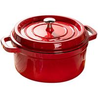 苏泊尔 珐琅锅家用煲汤锅圆形铸铁锅加厚焖煮锅具炖汤锅复合锅底微压锅 中国红 22cm