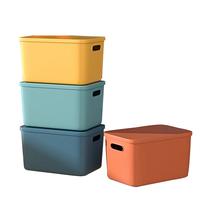 晟旎尚品 杂物收纳盒家用零食玩具桌面储物盒宿舍衣柜衣服塑料整理箱收纳箱 大号加高-两只装（带盖）