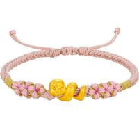 周六福5D硬金黄金转运珠巳蛇花花生肖蛇手绳定价A1713119 约0.94g