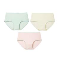 都市丽人优质棉舒适亲肤透气柔软纯棉裆5A级抑菌中腰女士内裤3条装2K45A4 浅绿/莎草黄/粉肤 L