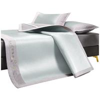 源生活夏季凉席 天然藤席刺绣款三件套 1.8米床青雾绿【可水洗 可折叠】 青雾绿【送凉席枕套】