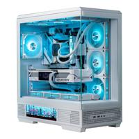 爱国者星璨大岚屏显版机箱游戏电脑台式主机箱支持双360水冷ATX海景房机箱 大岚屏显 白+极光Z13风扇1正6反