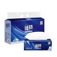 得力（deli）臻韧抽纸 4层加厚餐巾纸 80抽*6包M码家用纸巾卫生纸 MR4080-03