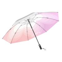日全时三折电动雨伞全自动智能开收晴雨用遮阳伞钛银防晒防紫外线反向伞 【反向钛银】渐变花粉