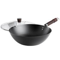 中科德马克（DUMIK）铁锅无涂层不粘炒锅极铁家用老式炒菜锅电磁炉燃气灶通用34cm带盖 【日本千元同款铁锅】3-6人 34cm