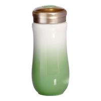 乾唐轩活瓷杯【佳品】甜心水杯茶杯陶瓷杯子随手杯手工女士 甜心-白果绿(双层330ml)