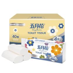 五月花 无芯卷纸 4层100克*40卷 厚实柔韧丝滑厕纸卫生间纸巾 整箱销售