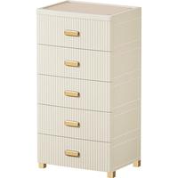 JEKO&JEKO抽屉式收纳柜卧室客厅储物柜衣柜床头柜玩具零食整理柜五斗柜五层 轻奢57cm宽-5层柜【皮革垫】奶白
