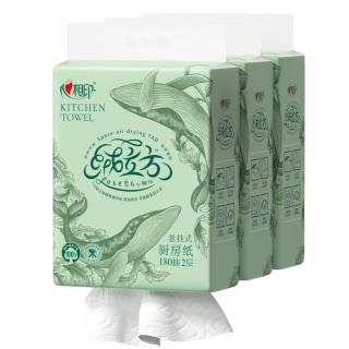 心相印 绒立方厨房用纸悬挂式抽纸180抽3提 12倍吸水 可接触食物级