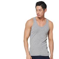 宜而爽背心男士纯棉运动汗衫宽松大码薄款细罗纹夏季全棉吸汗无袖CL802N 麻灰三件装(100%/90%棉) XXXL(185/110)