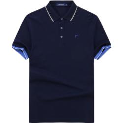 雅戈尔 短袖POLO衫男翻领胸前绣花丝光棉纯棉面料手感柔软素色POLO衫 深蓝 L
