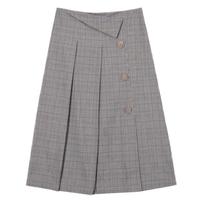 伊芙丽千鸟格半身裙女秋冬A字裙