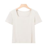 【清爽透气 基础百搭】春夏新方领短袖女士修身内搭亲肤打底上衣