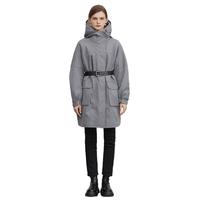 S.DEER圣迪奥女装连帽收腰摇粒绒长款风衣S22481805 浅灰/57 S/160