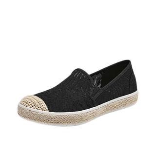 斯凯奇（Skechers）女鞋夏季小香风渔夫鞋蕾丝浅口平底单鞋软底舒适透气休闲鞋114044 黑色/BLK 38