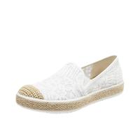 斯凯奇(Skechers)女鞋春季小香风渔夫鞋蕾丝浅口平底单鞋软底舒适透气休闲鞋114044 乳白色/OFWT 38.5