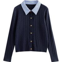 【拼接假两件】25春唯品知识分子叠穿针织衫女气质显瘦上衣