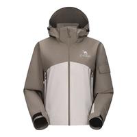 骆驼（CAMEL）女装冲锋衣2024硬壳单冲三防连帽防风短款休闲外套登山服 冰川灰，女