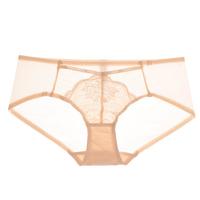 夏娃秘语蕾丝短裤女低腰三角裤本命年红内裤纯欲性感纯棉底裆底裤 杏色(E082) 1条 L